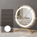 Round black dressing table makeup mirror desktop LED light - Image 5