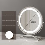Round black dressing table makeup mirror desktop LED light - Image 3